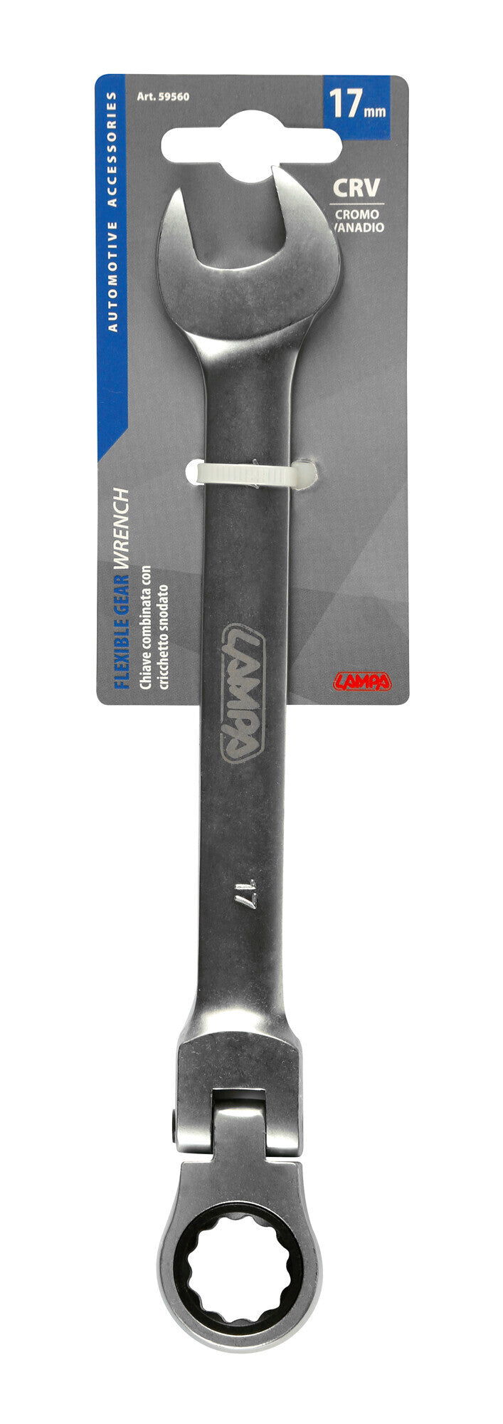 Chiave combinata con cricchetto snodato - 17 mm