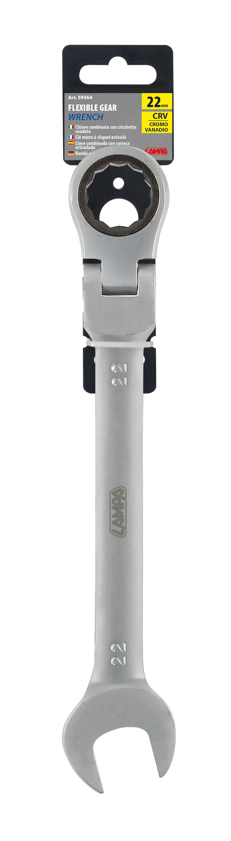 Chiave combinata con cricchetto snodato - 22 mm