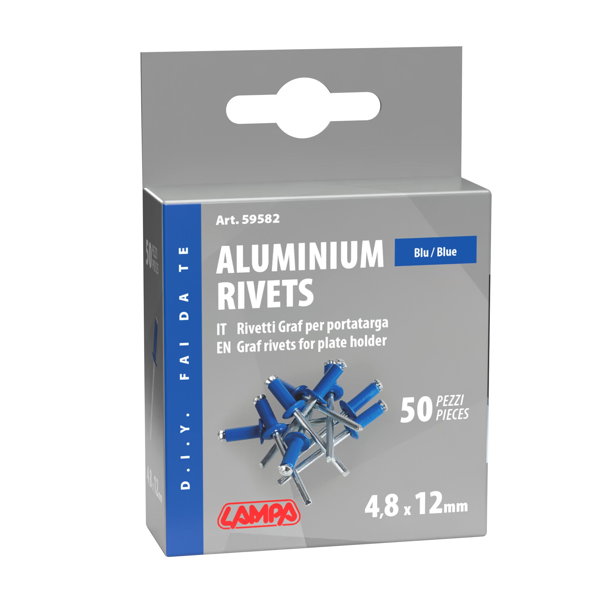 Aluminium Rivets, set 50 rivetti Graf per portatarga - Blu