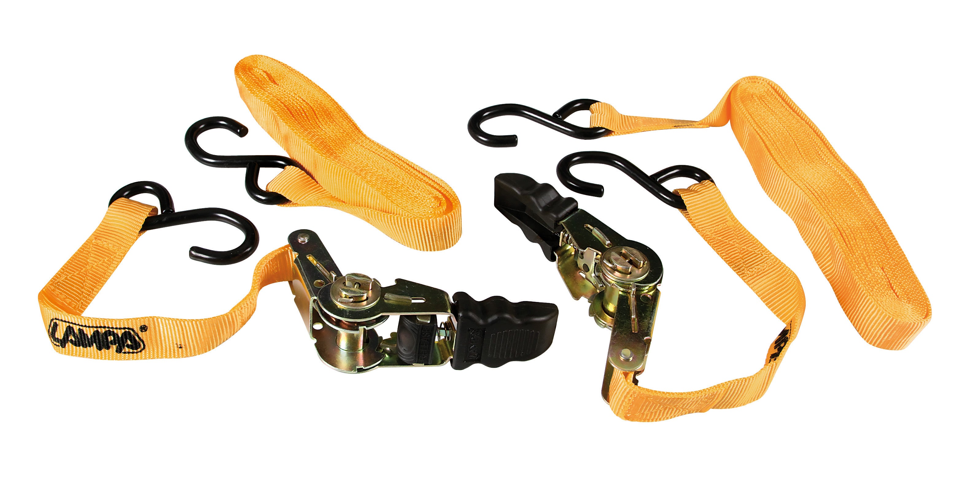 Pro-Safe, set 2 nastri tensori con cricchetto a doppio gancio “S” - 500 cm