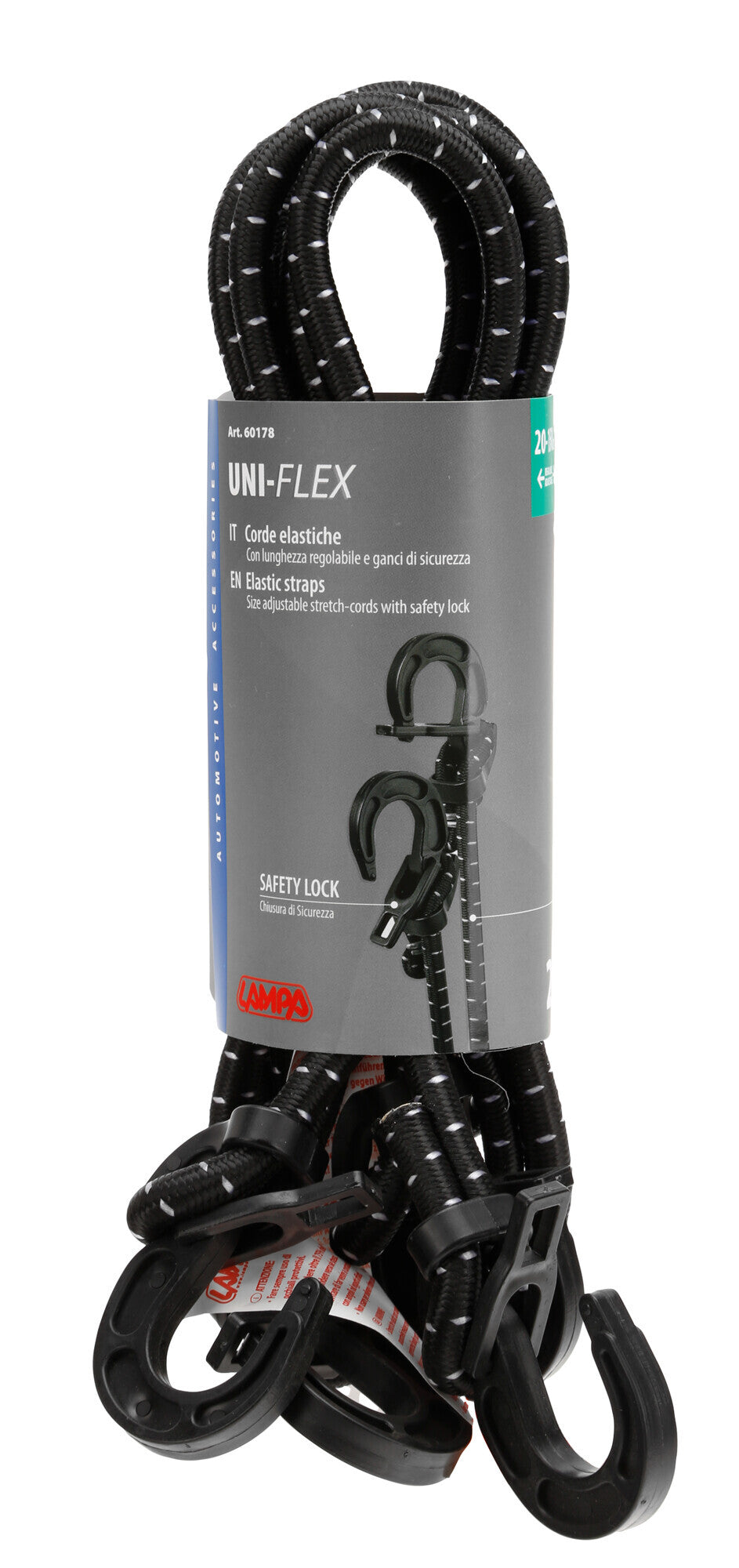 Uni-Flex, coppia corde elastiche regolabili con ganci di sicurezza