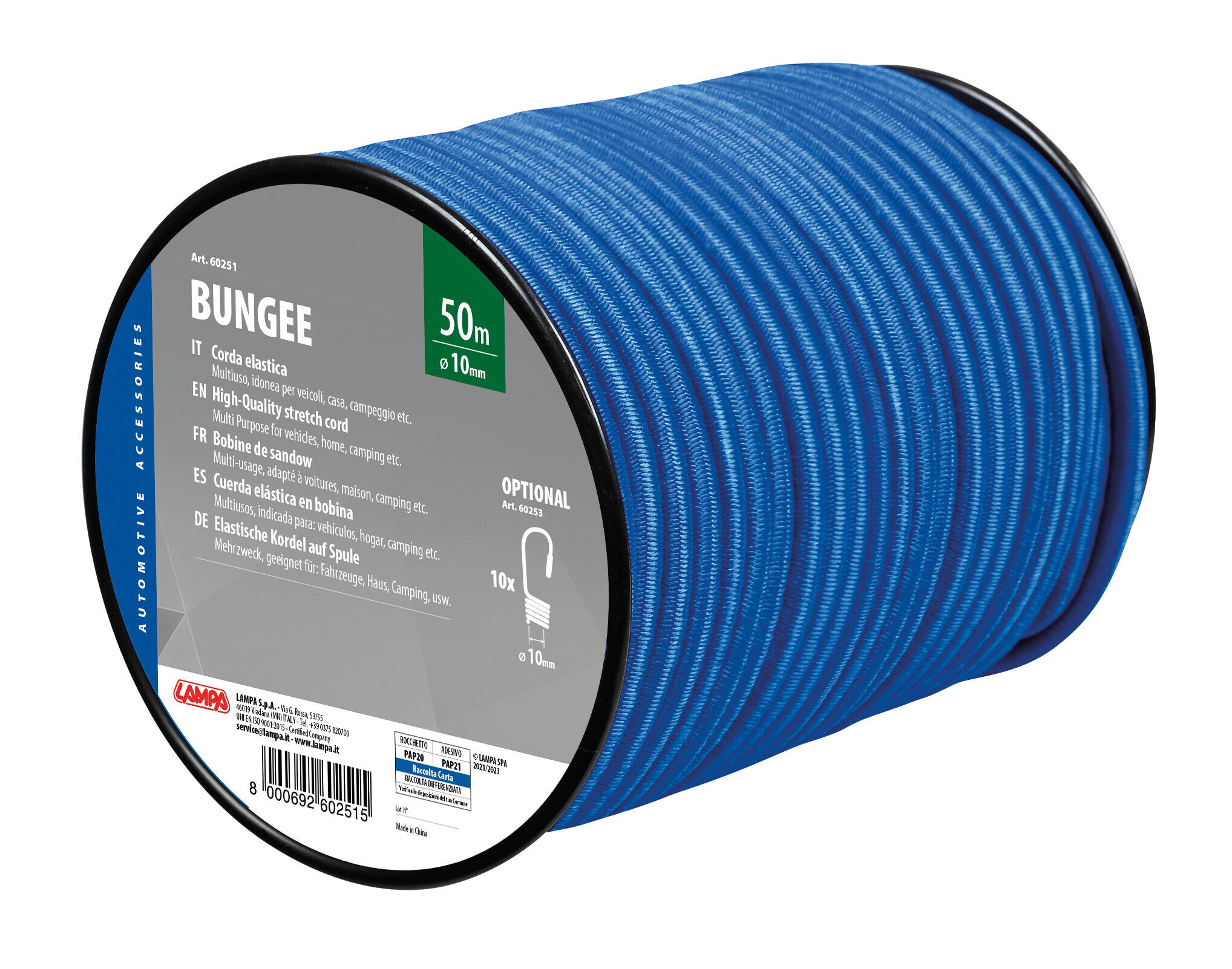 Corda elastica in bobina - Ø 10 mm - 50 m - Blu