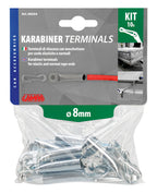 Set 10 terminali di chiusura con moschettone per corde - Ø 8 mm
