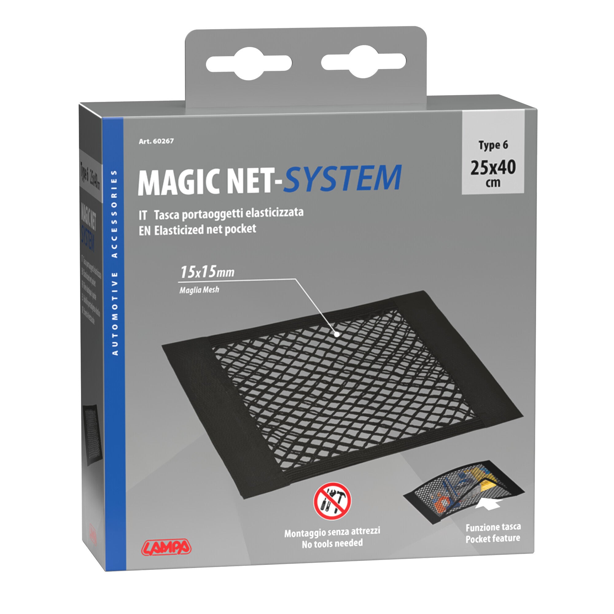 Net-System-6, tasca a rete elasticizzata - 40x25 cm