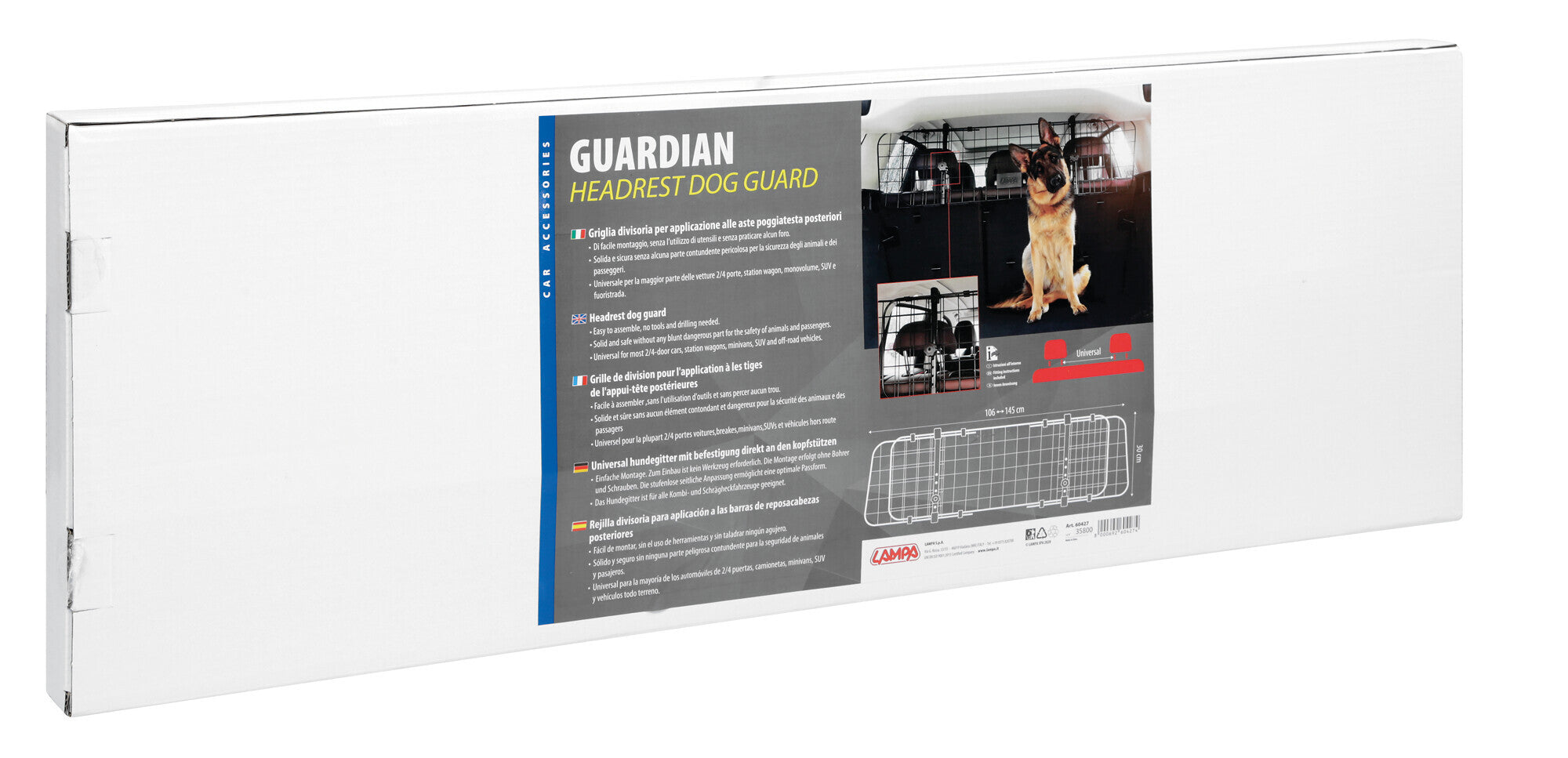 Guardian, griglia divisoria telescopica, applicazione poggiatesta