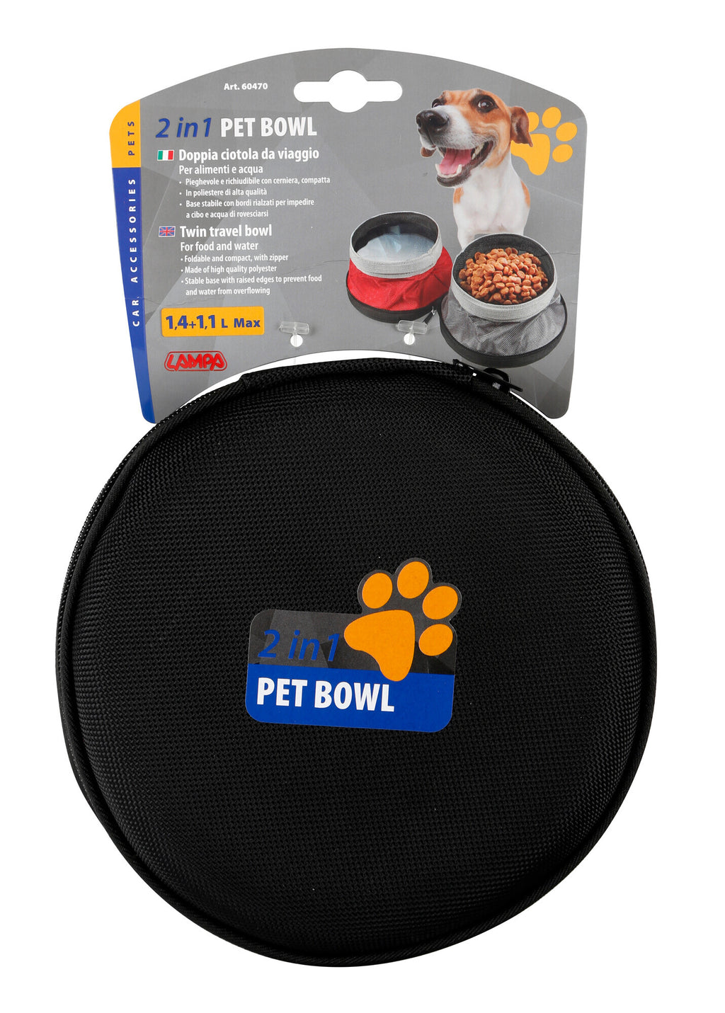 Pet Bowl, doppia ciotola da viaggio per animali - 1100+1400 ml