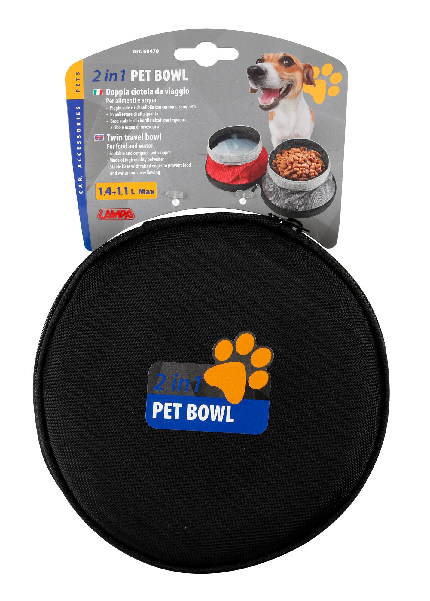 Pet Bowl, doppia ciotola da viaggio per animali - 1100+1400 ml
