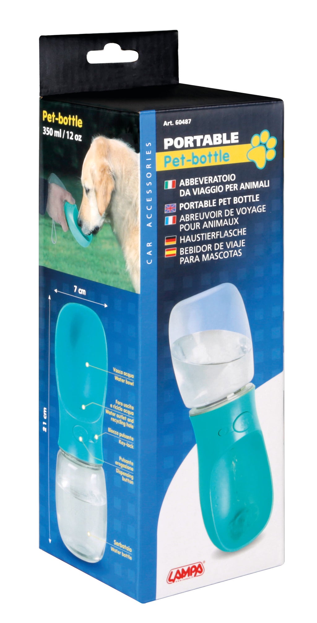 Pet-bottle, abbeveratoio da viaggio per animali - 350 ml