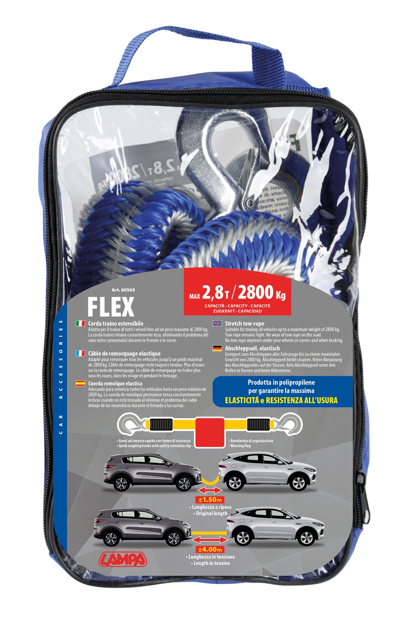 Flex 2800 kg, Corda traino estensibile