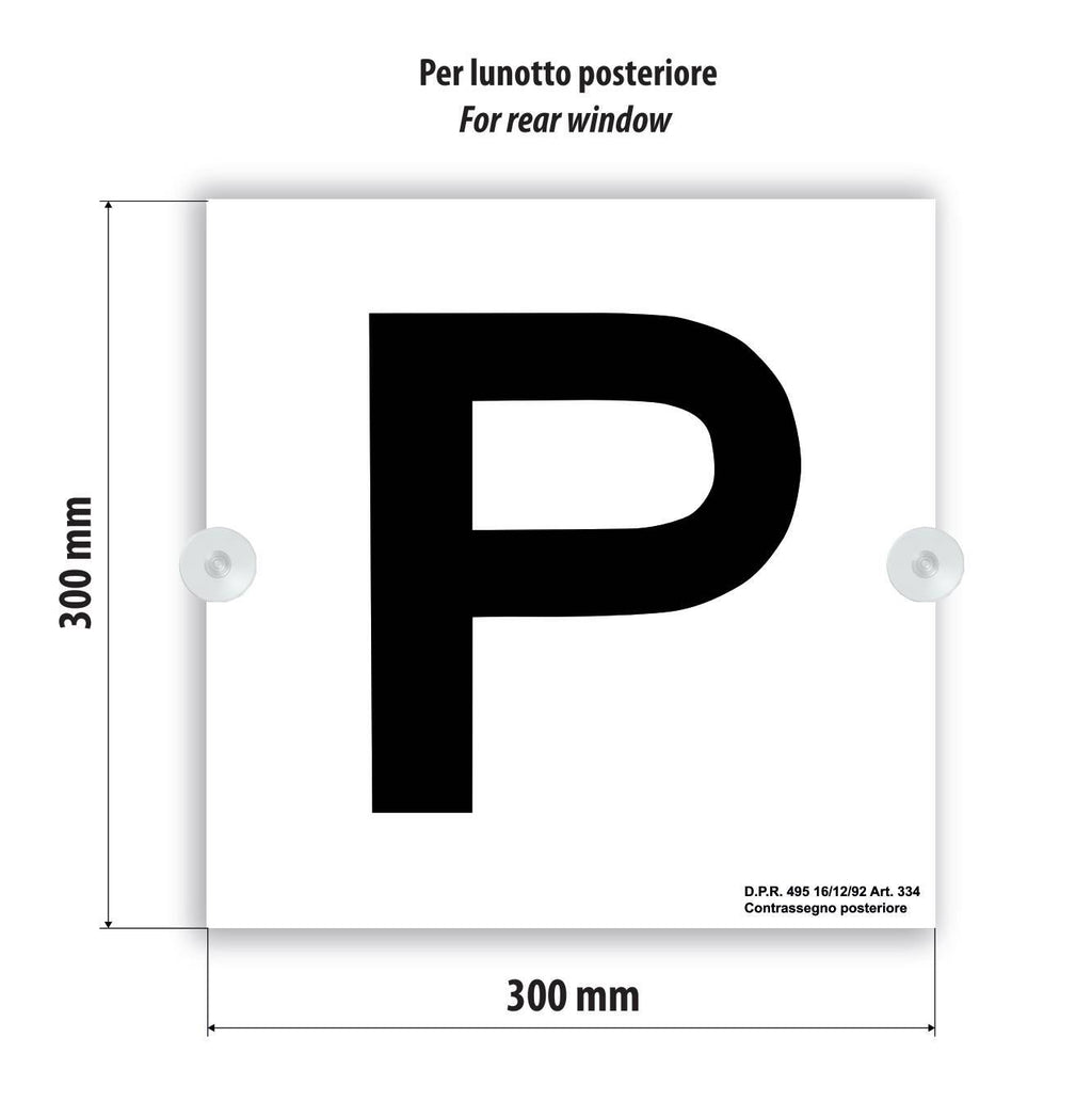 Contrassegni esercitazioni guida con ventosa, anteriore e posteriore