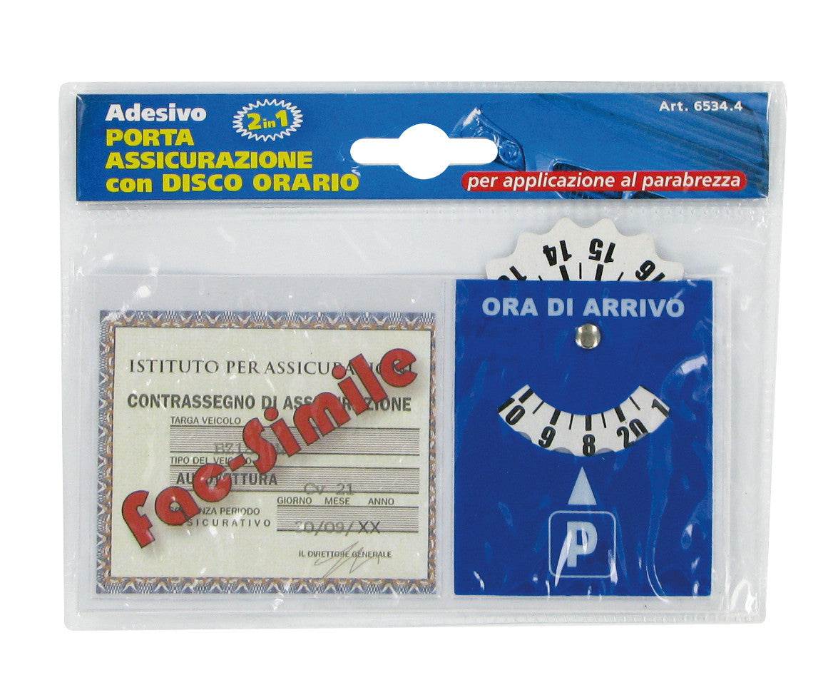 Porta certificato con disco orario in PVC