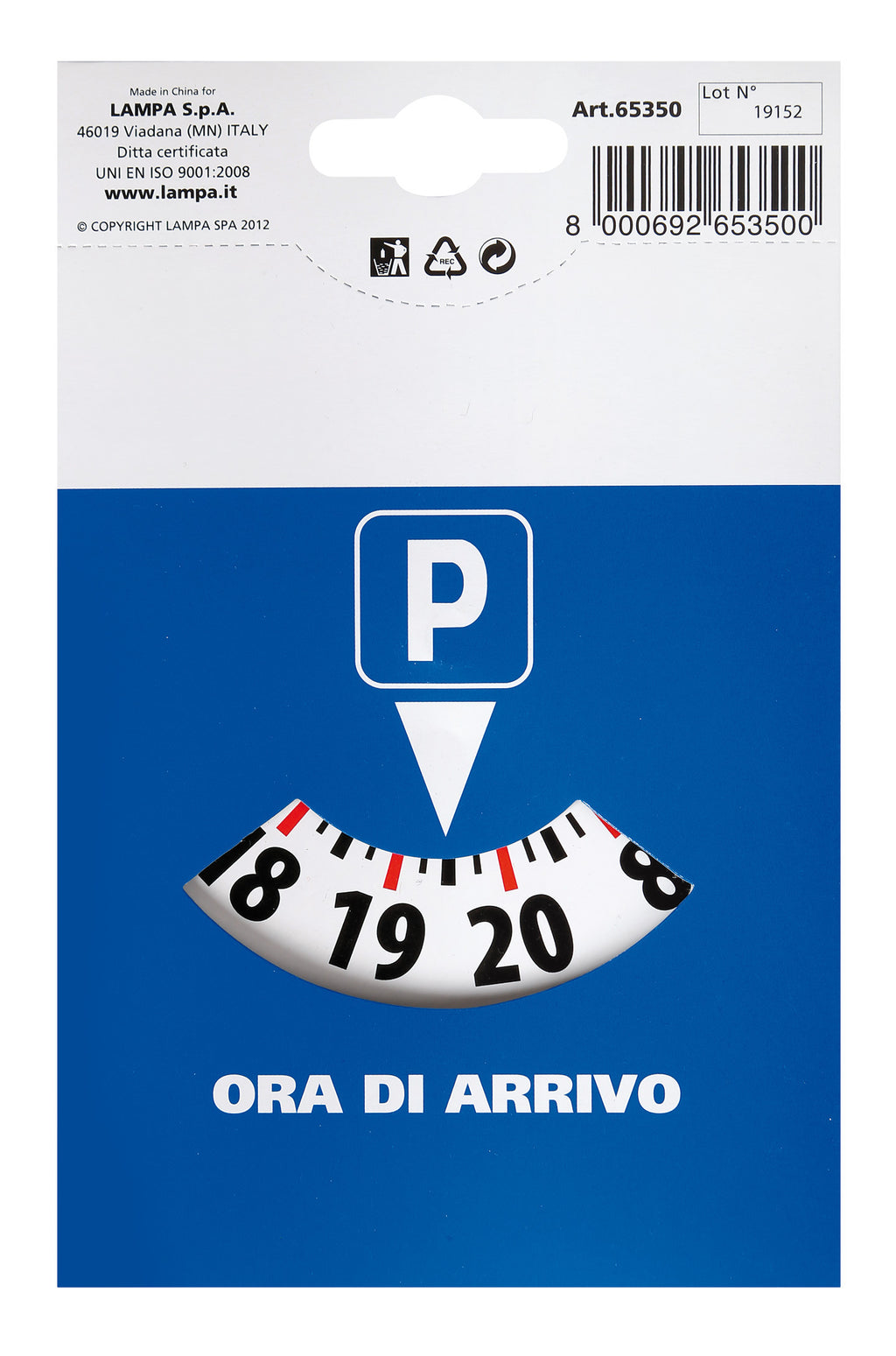 Disco orario europeo in cartoncino - 110x150 mm