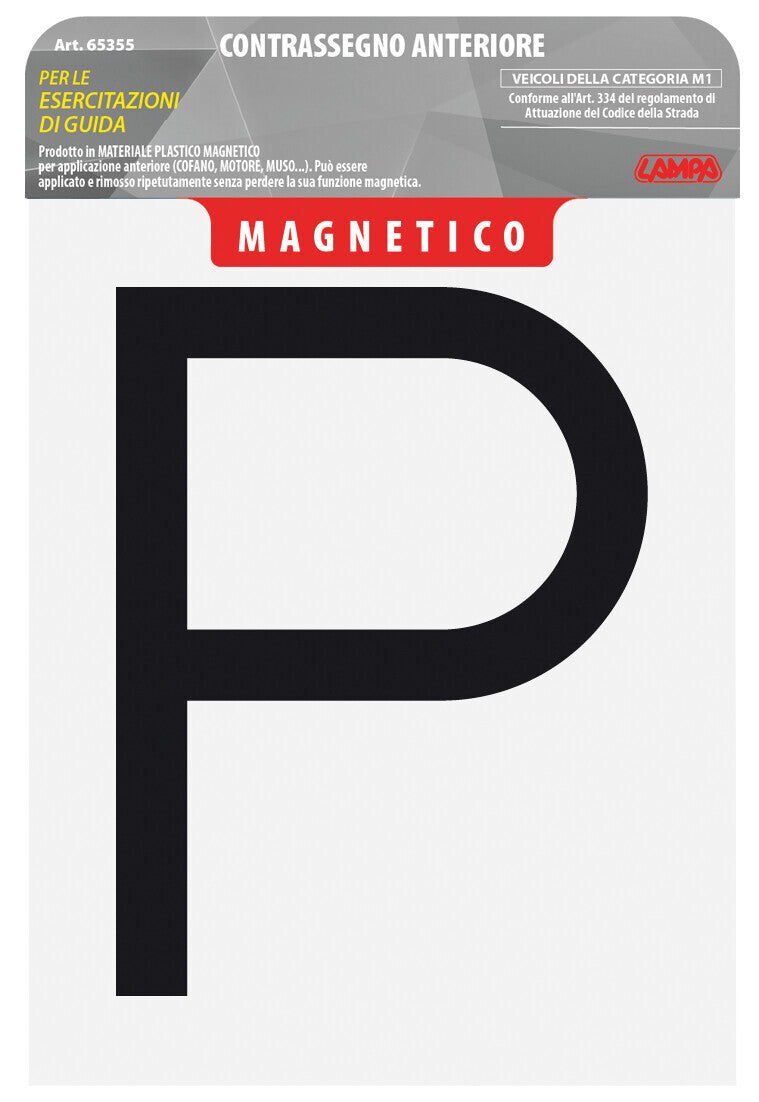 Contrassegno per esercitazioni guida, magnetico - Anteriore