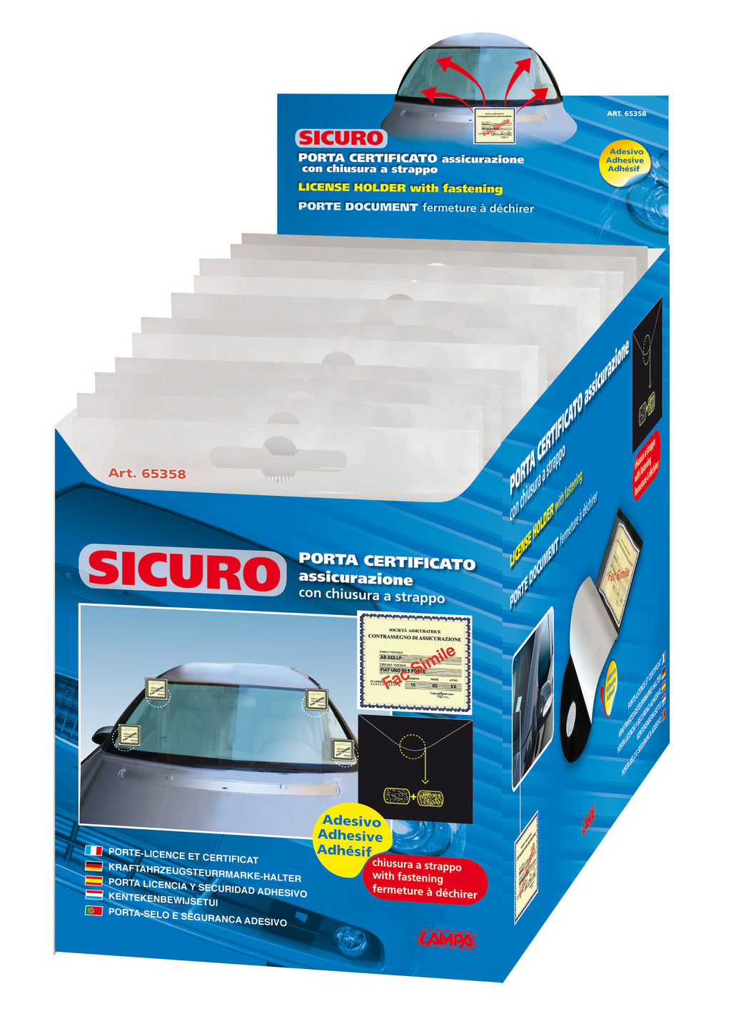 Sicuro, porta certificato adesivo