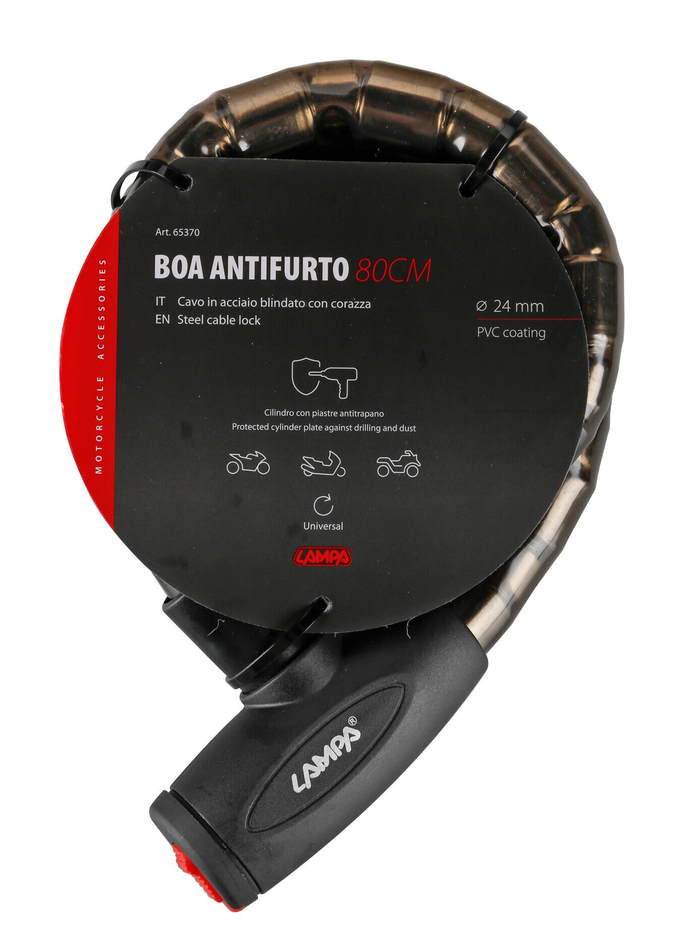 Boa, cavo antifurto Ø 24 mm in acciaio plastificato - 80 cm