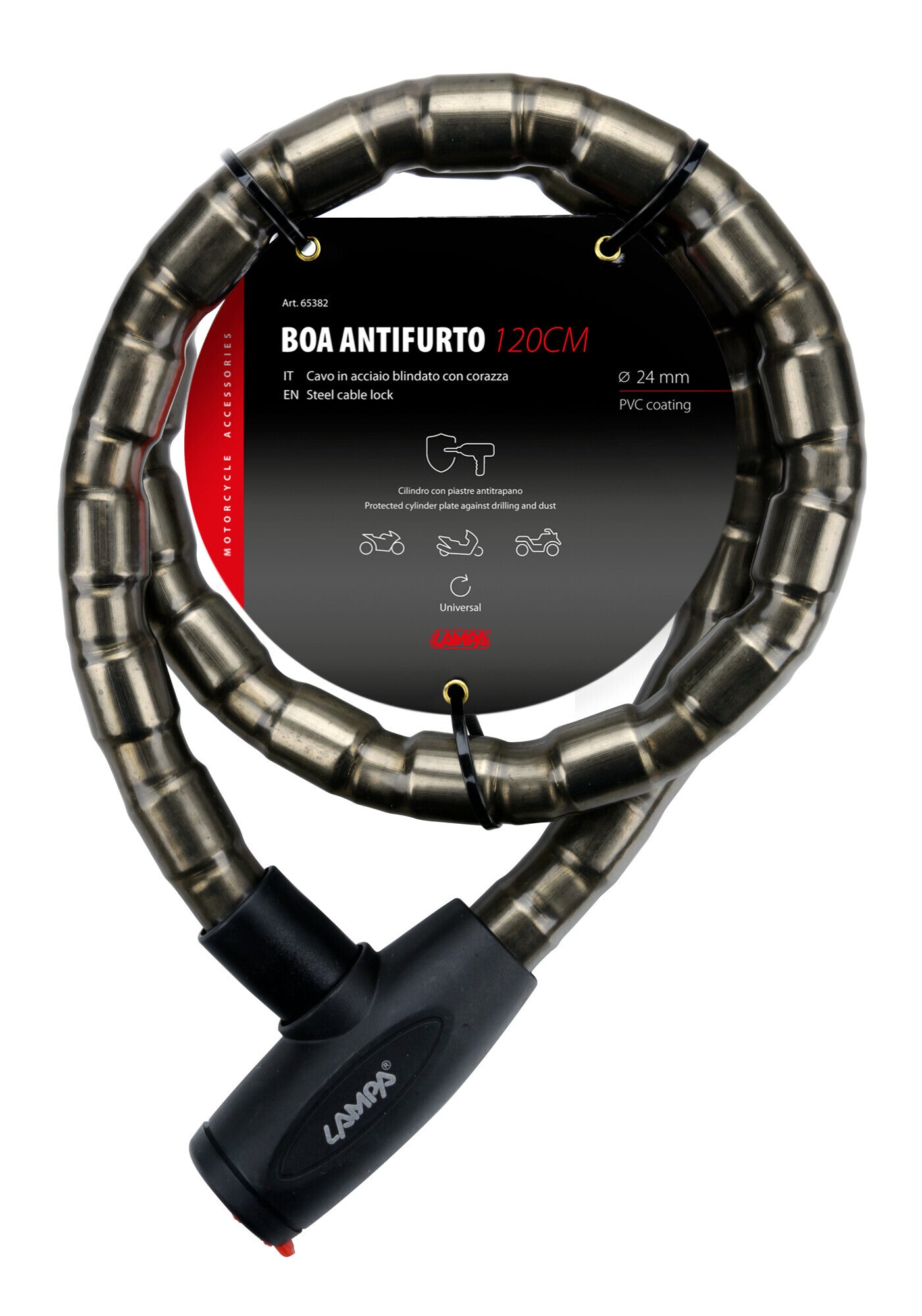 Boa, cavo antifurto Ø 24 mm in acciaio plastificato - 120 cm