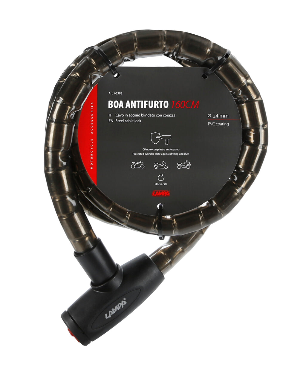 Boa, cavo antifurto Ø 24 mm in acciaio plastificato - 160 cm