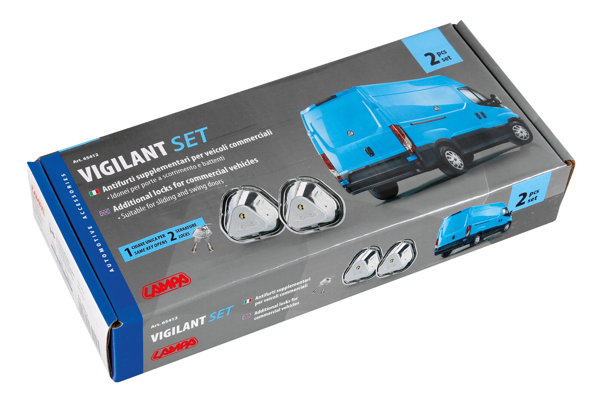 Vigilant, kit 2 serrature aggiuntive per porte veicoli commerciali