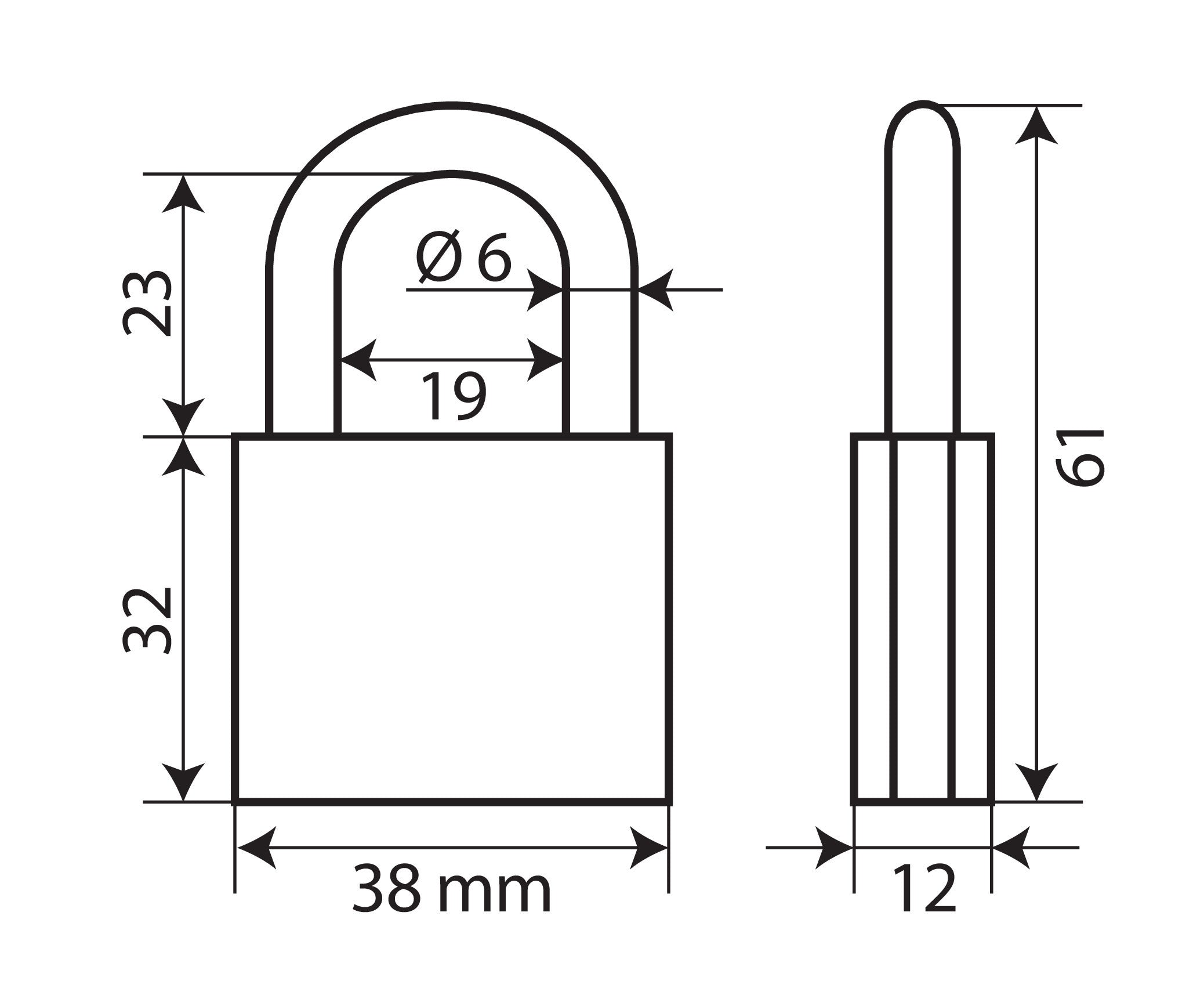 Standard, lucchetto in ottone - 40 mm