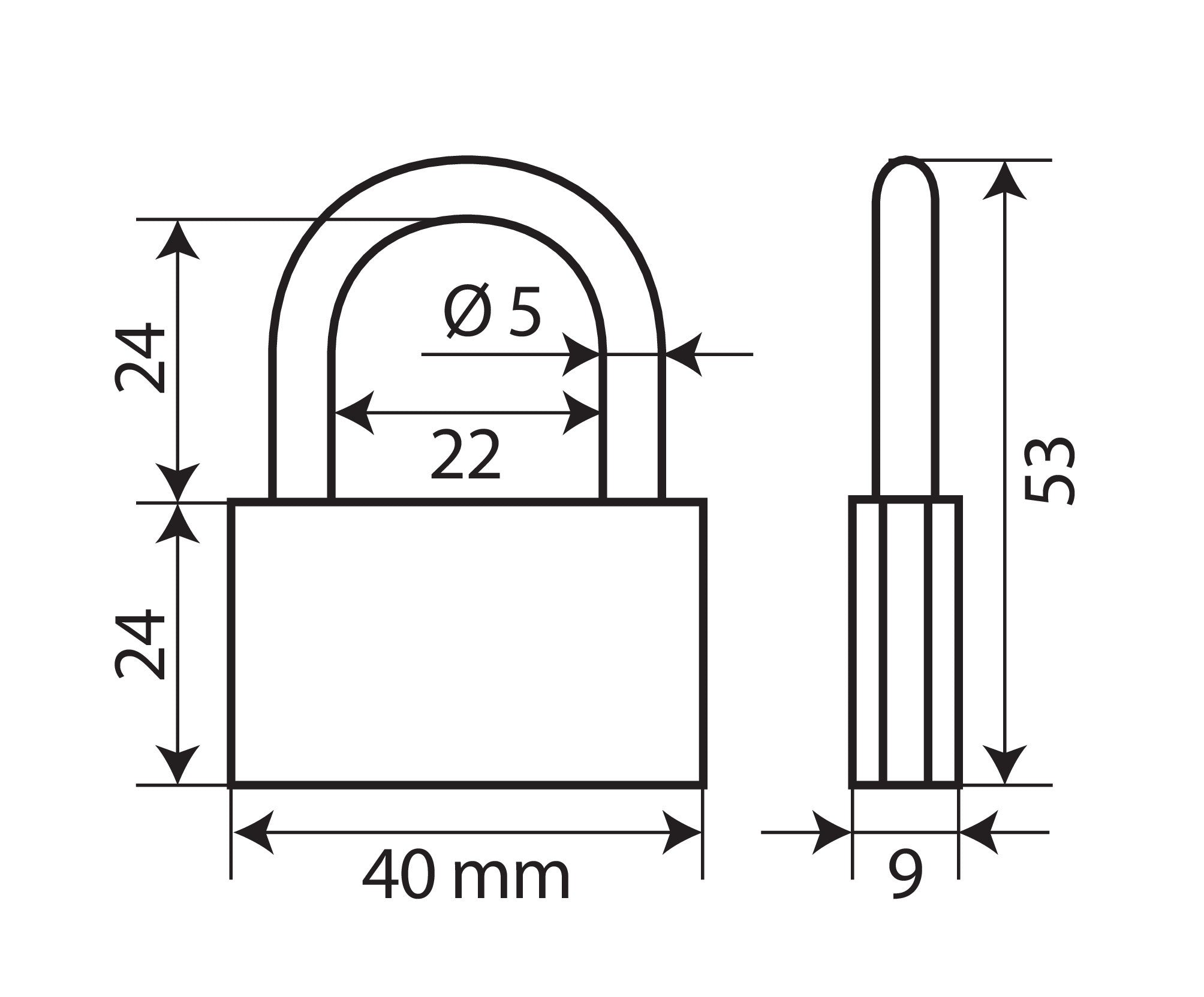 Basic, lucchetto in ottone - 40 mm