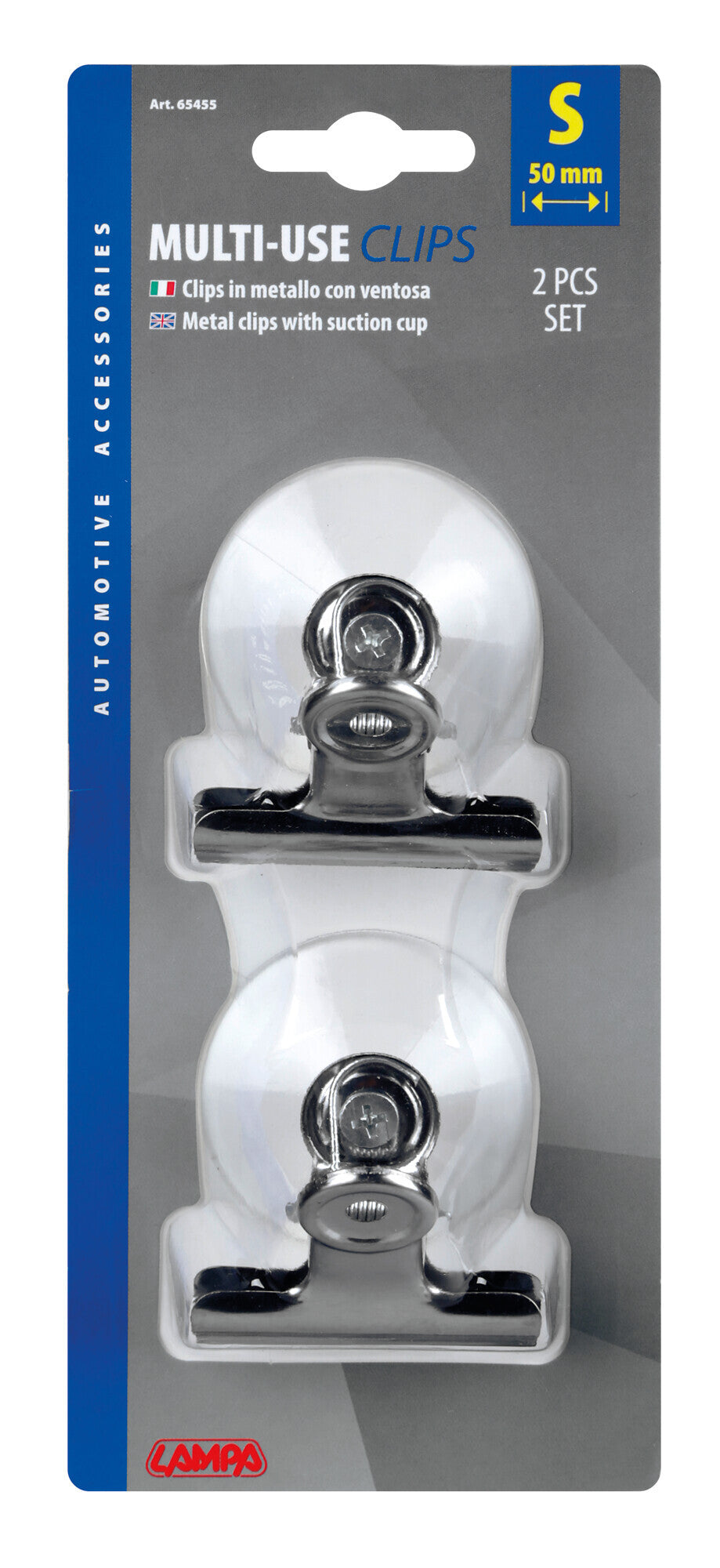 Set 2 clips in metallo con ventosa - S - 50 mm
