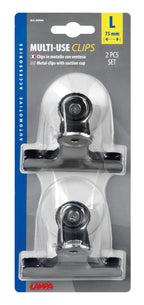 Set 2 clips in metallo con ventosa - L - 75 mm