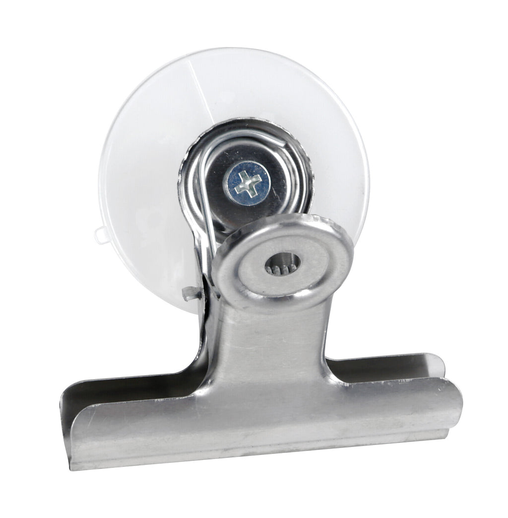 Set 2 clips in metallo con ventosa - L - 75 mm
