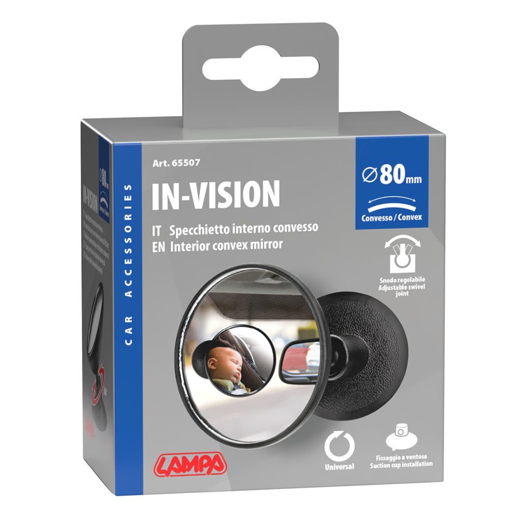 Specchietto retrovisore rotondo con ventosa - Ø 80 mm