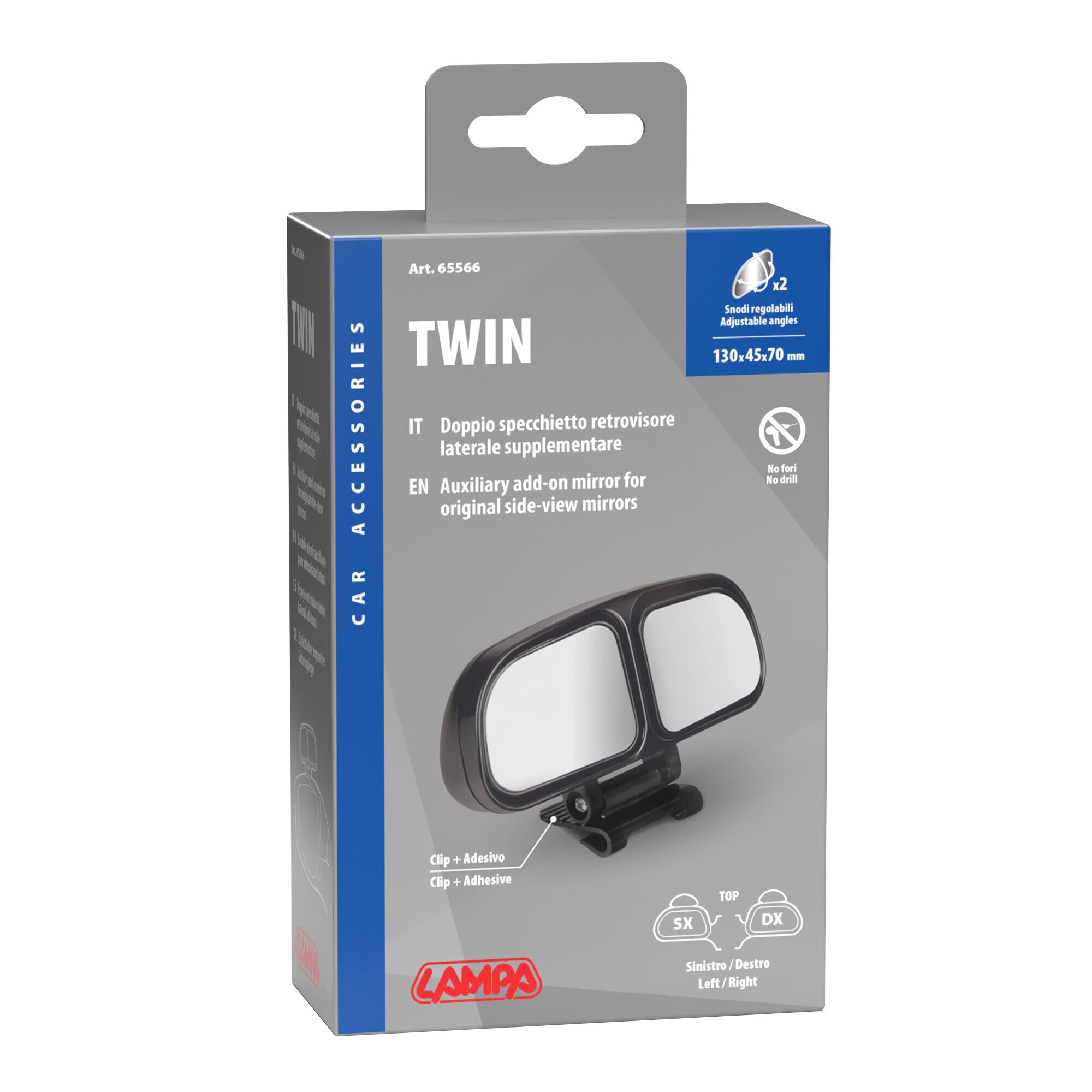 Twin, doppio specchietto retrovisore laterale supplementare
