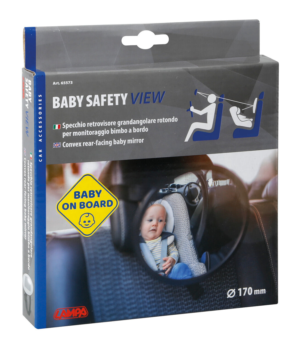 Baby Safety View, specchio retrovisore grandangolare rotondo per monitoraggio bimbo a bordo