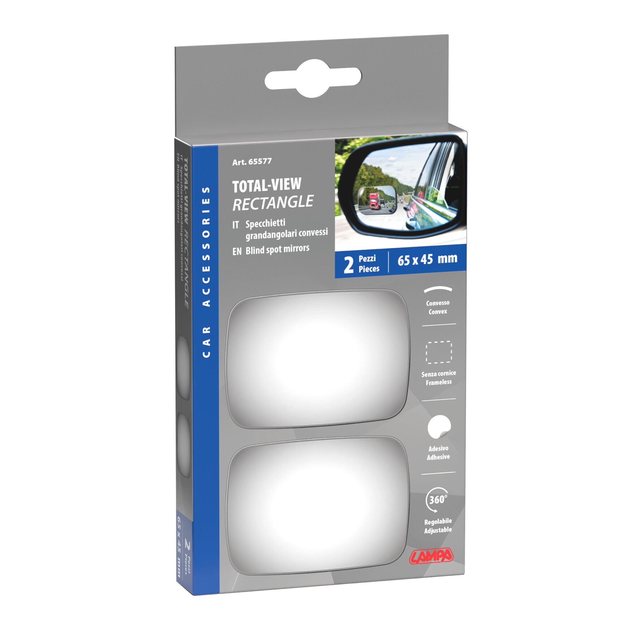 Total-View Rectangle, specchietti grandangolari convessi