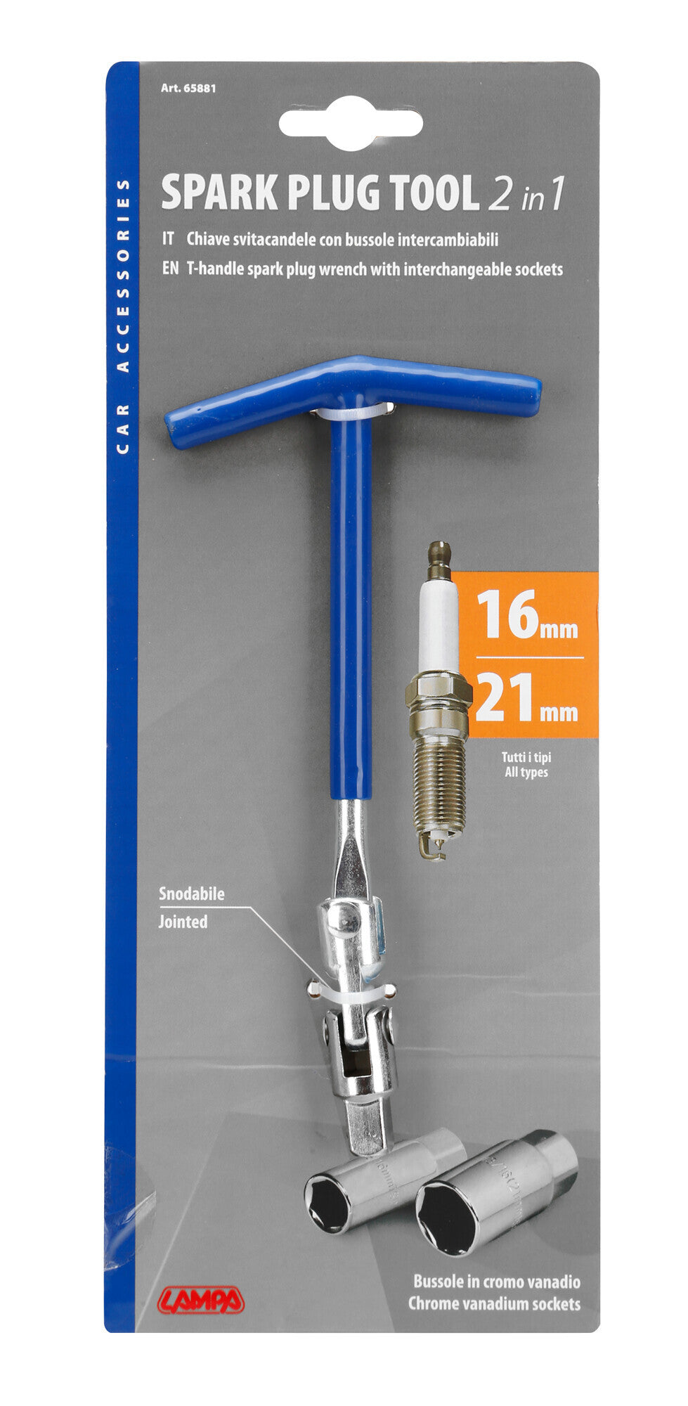 Chiave svitacandele snodabile - 16+21 mm