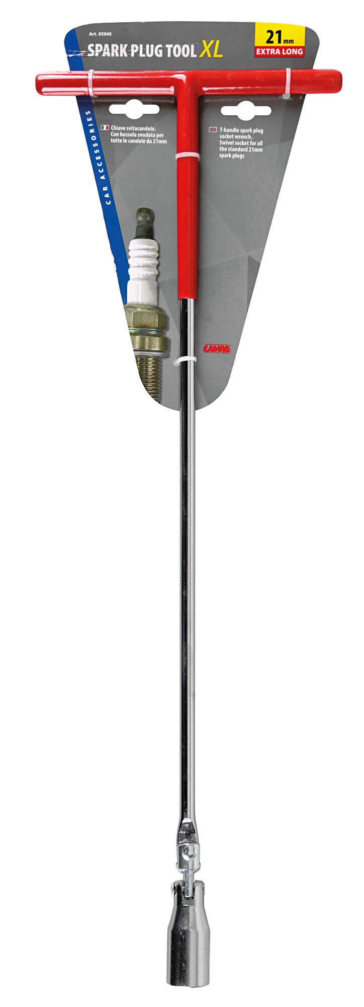 Chiave svitacandele snodabile manico lungo - 21 mm