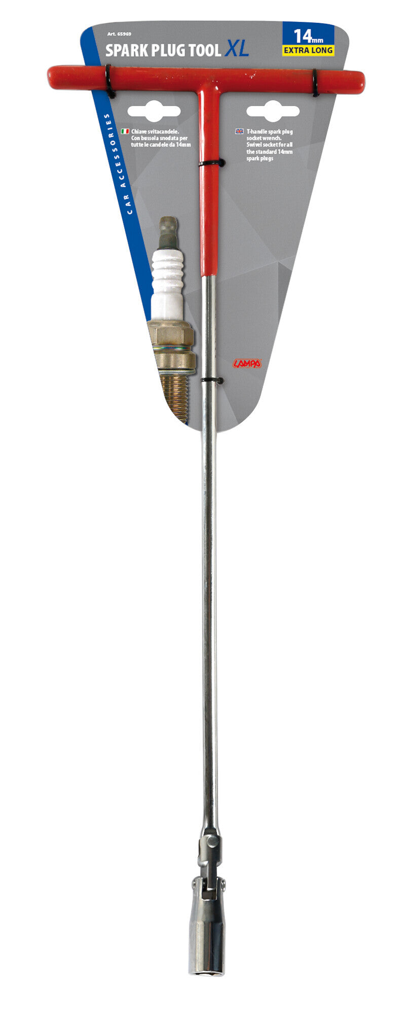 Chiave svitacandele snodabile manico lungo - 14 mm