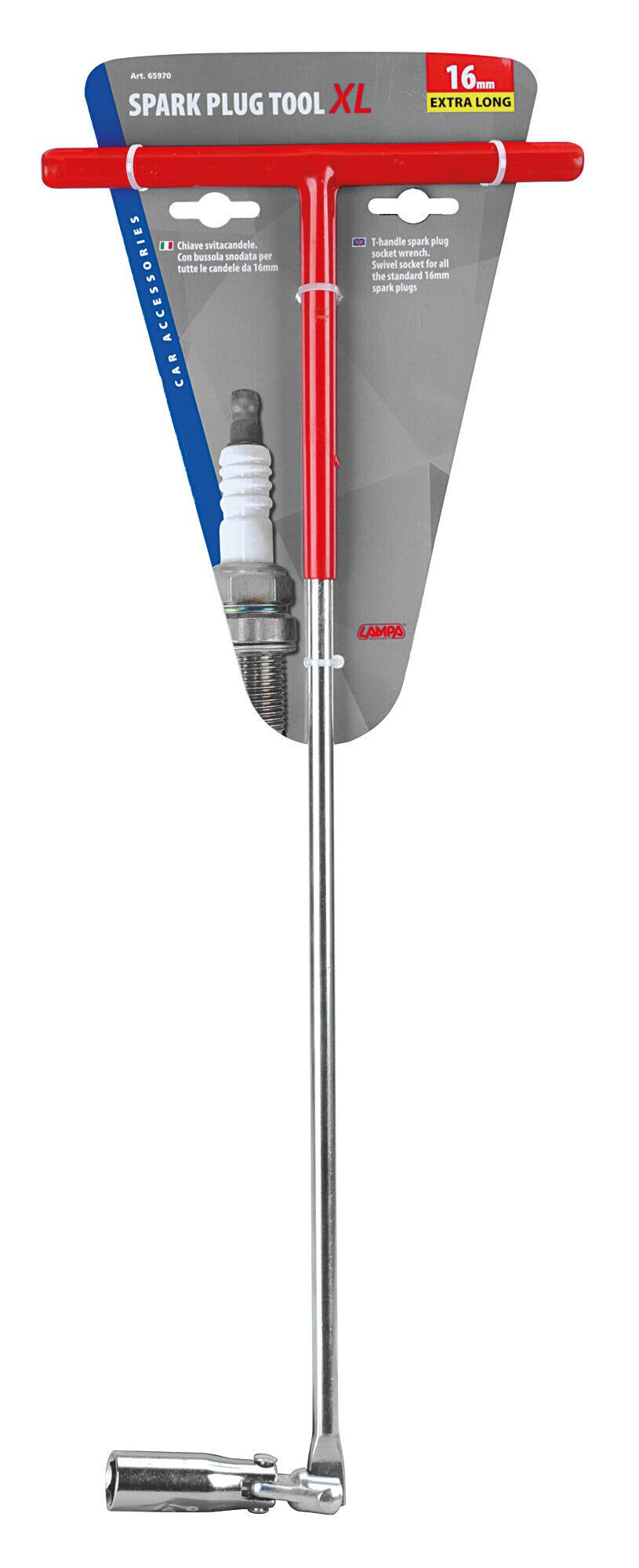 Chiave svitacandele snodabile manico lungo - 16 mm