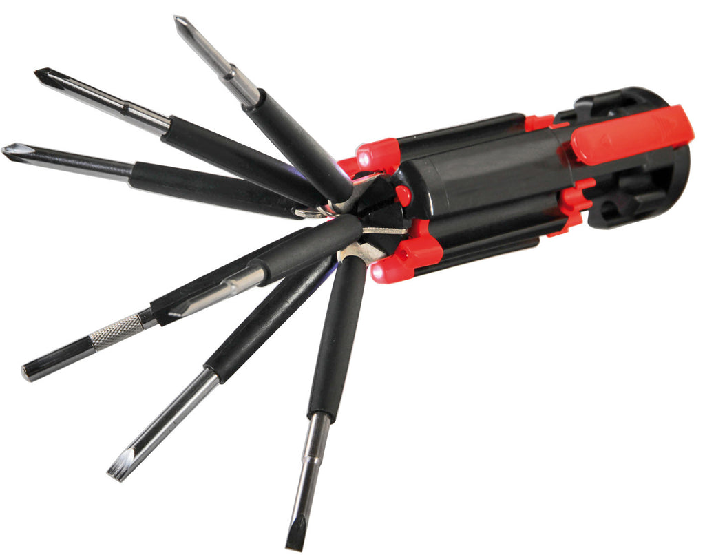 Multi-Use 8 in 1, set giraviti con torcia a Led - Sfuso 1 pz