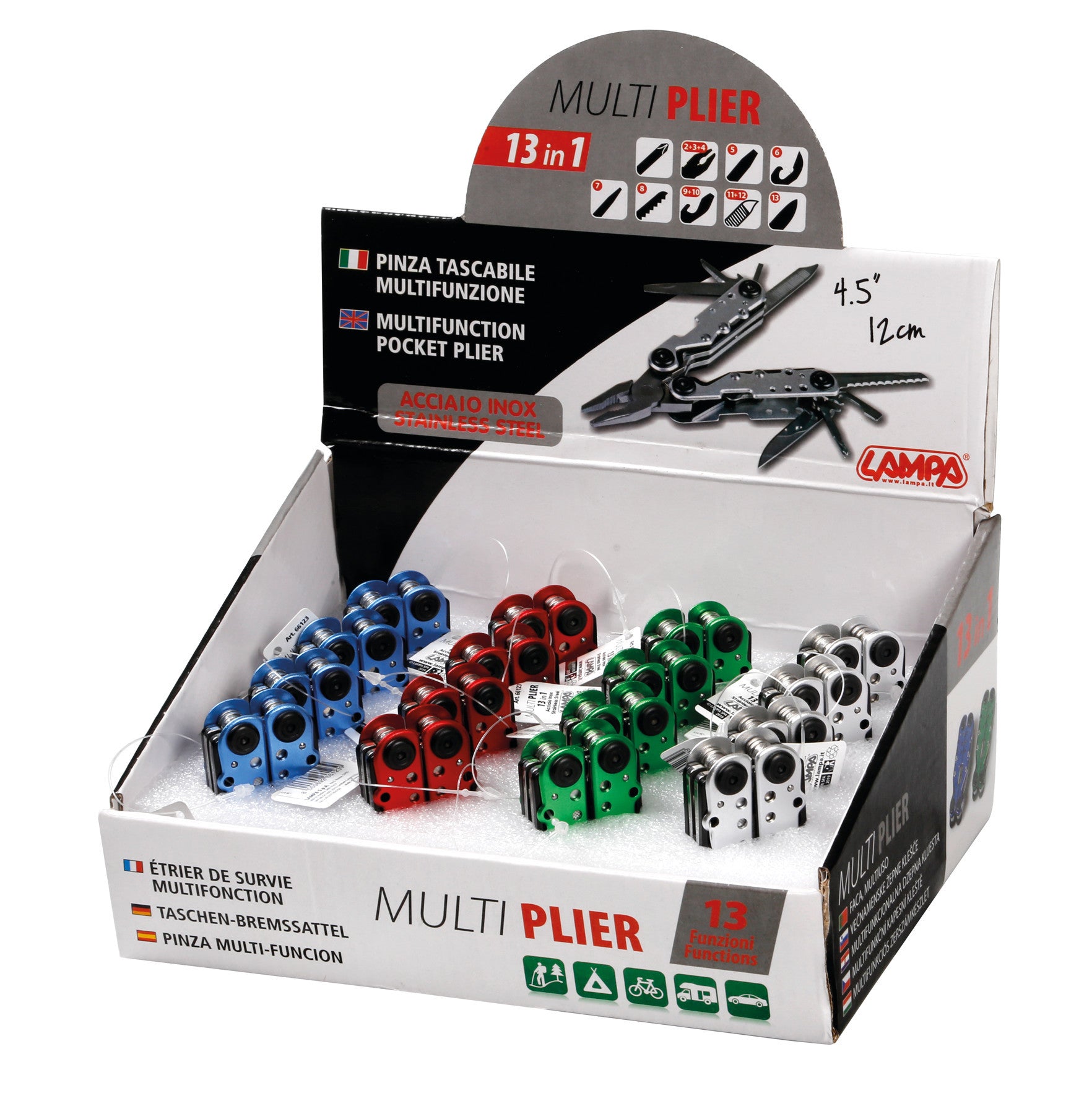 Multi Pliers, pinze tascabili multifunzione 13 in 1, espositore 16 pz