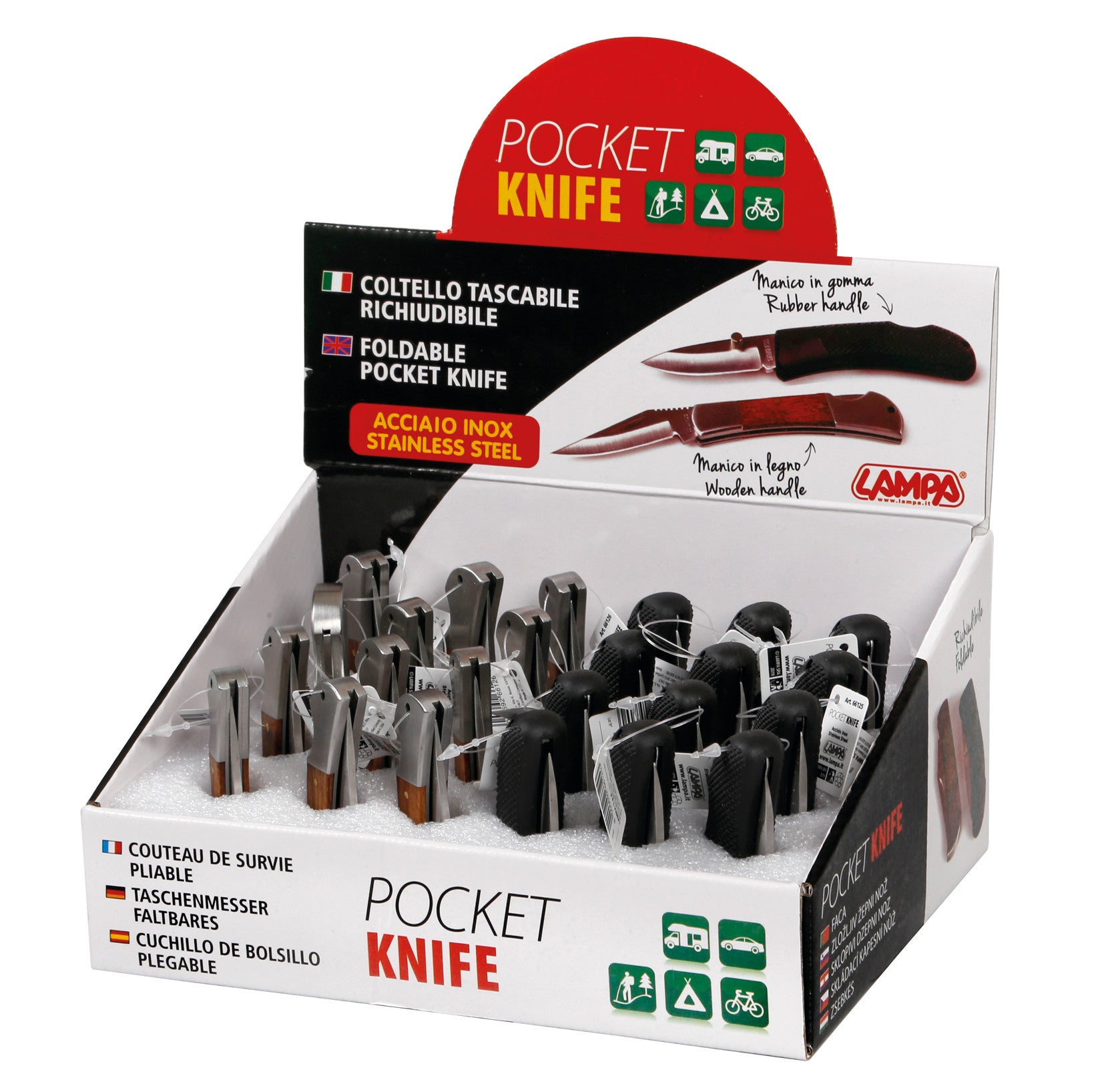 Pocket Knife, coltelli tascabili richiudibili, espositore 24 pz
