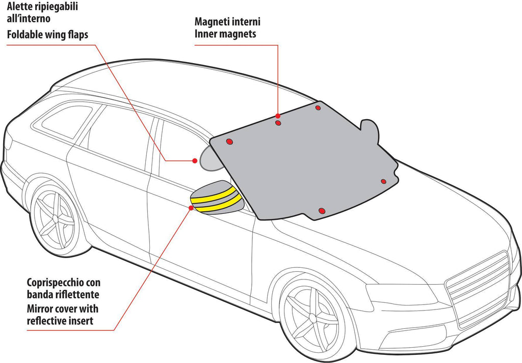 4 Stagioni, copertura magnetica per parabrezza e specchietti laterali