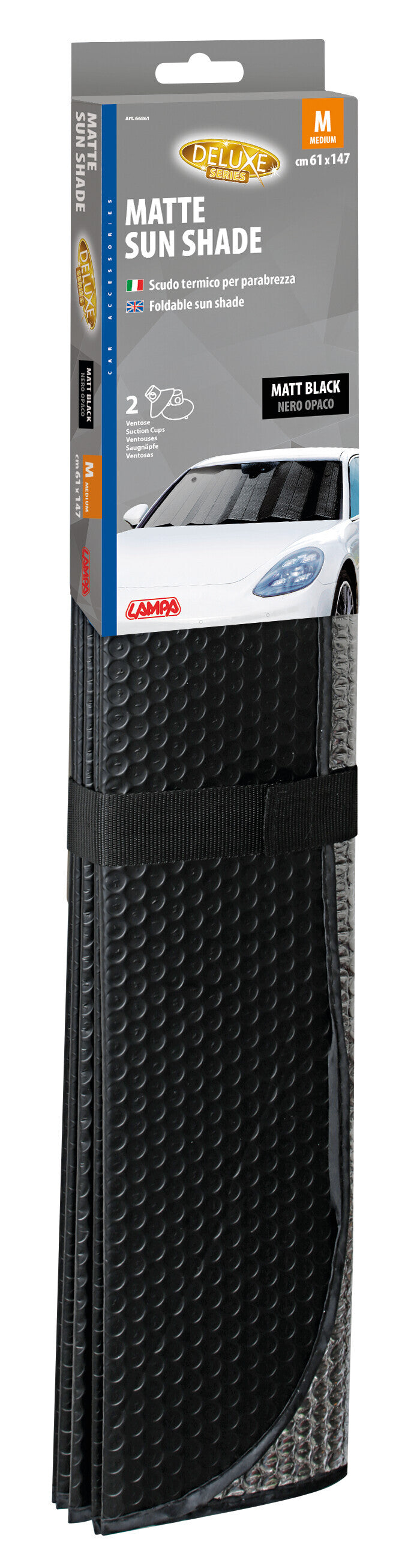 Scudo termico per parabrezza - Nero opaco - M - 61x147 cm