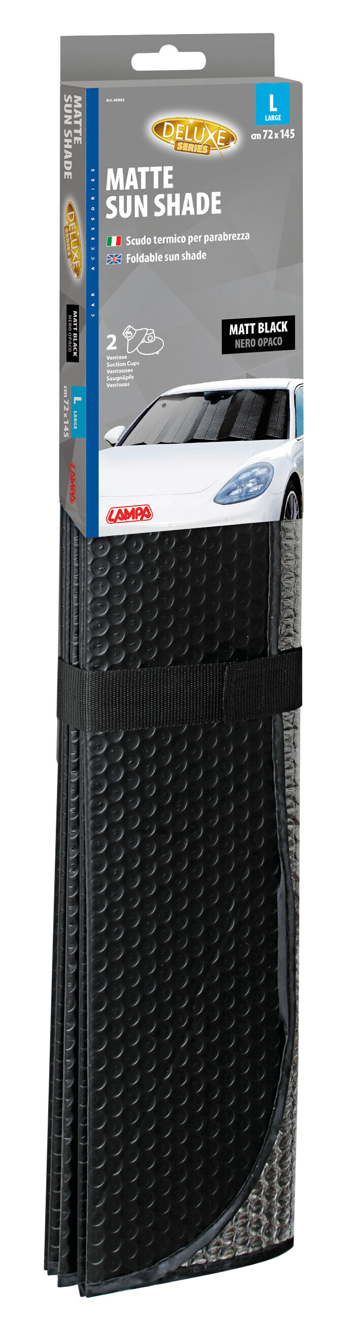 Scudo termico per parabrezza - Nero opaco - L - 72x145 cm