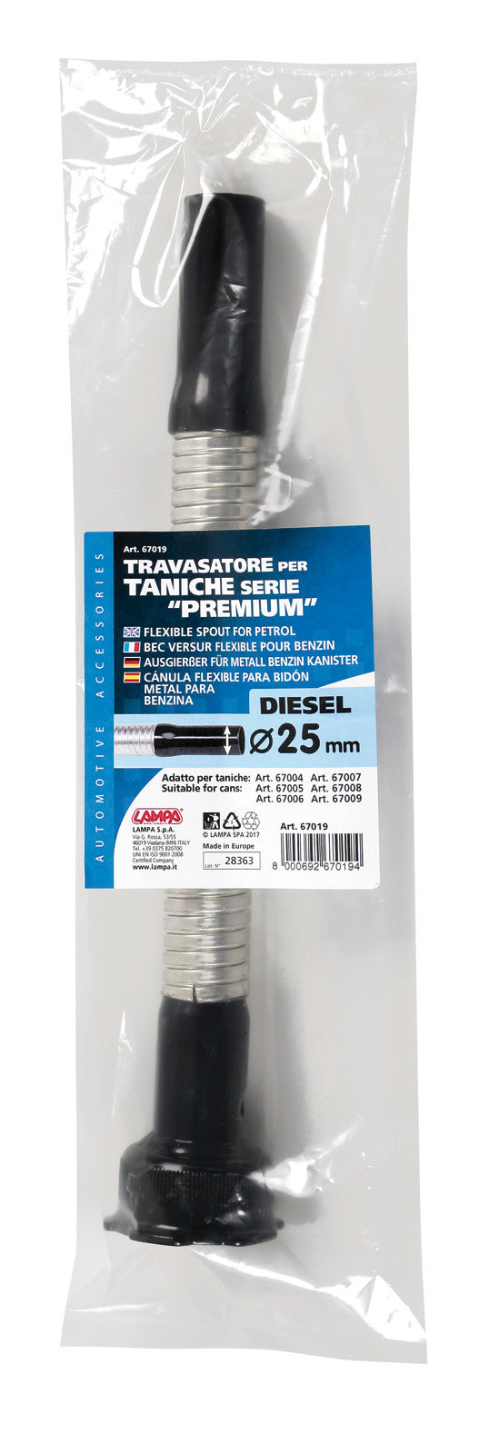 Premium, travasatore flessibile per diesel - Ø 25 mm