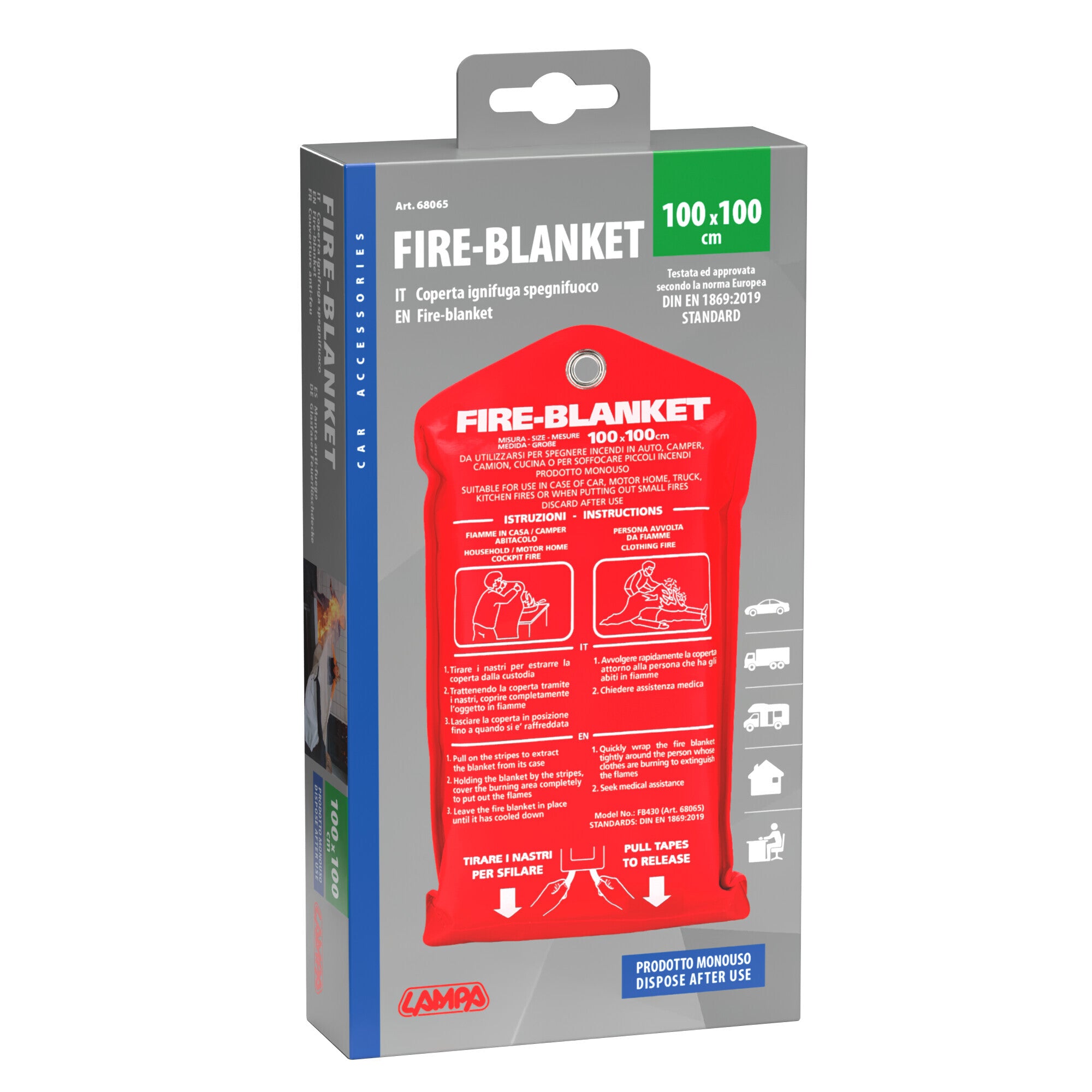 Coperta ignifuga spegnifuoco - 100x100 cm