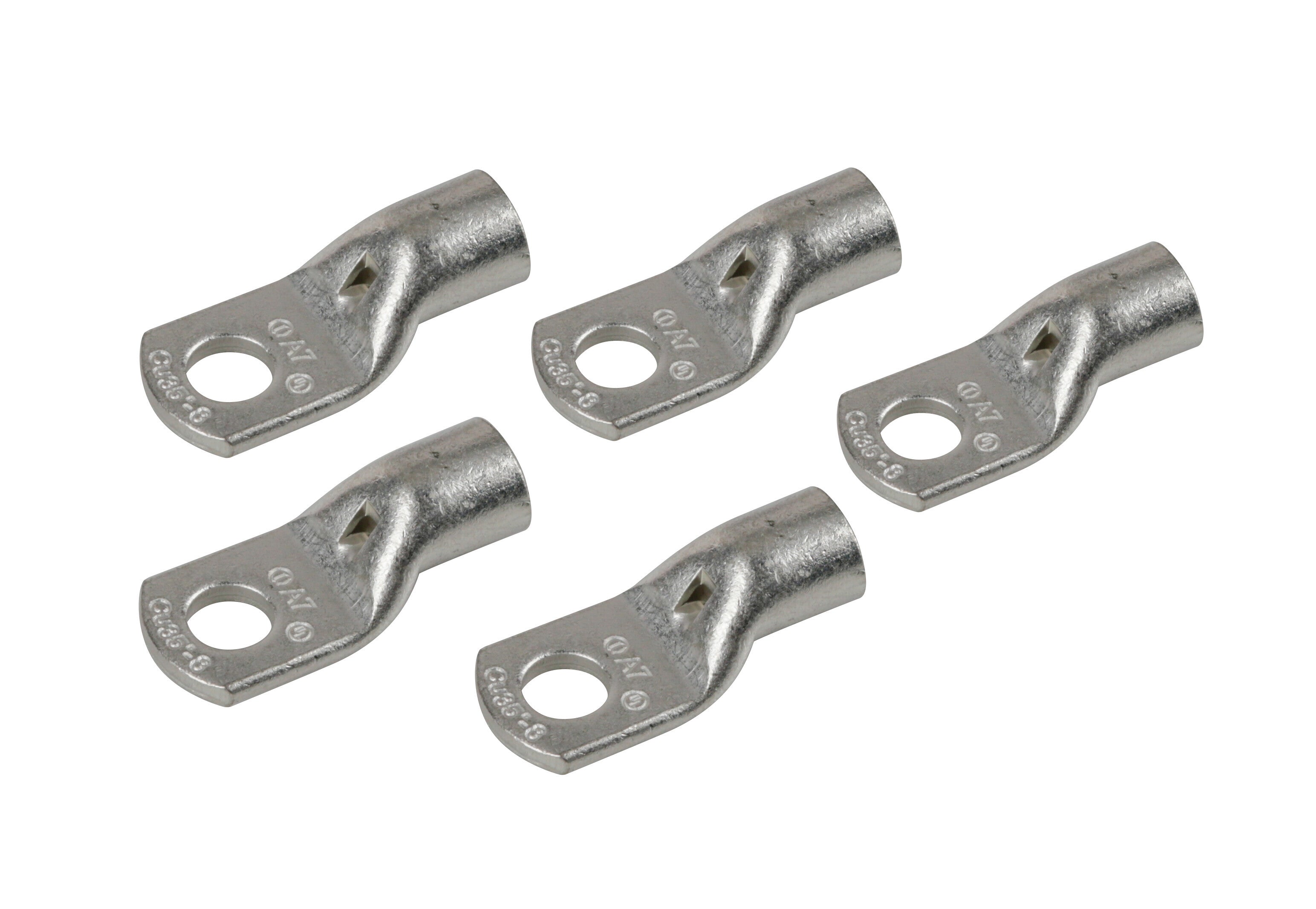 Set 5 pz capicorda da graffare in rame stagnato - sezione 35 mm² - foro 8 mm