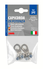 Set 2 pz capicorda di potenza in ottone nichelato, con fissaggio cavo a piastrina - Sezione 16 mm², foro 8 mm