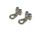 Set 2 pz capicorda di potenza in ottone nichelato, con fissaggio cavo a piastrina - Sezione 16 mm², foro 8 mm