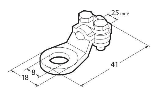 Set 2 pz capicorda di potenza in ottone nichelato, con fissaggio cavo a piastrina - Sezione 25 mm², foro 8 mm