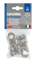 Set 2 pz capicorda di potenza in ottone nichelato, con fissaggio cavo a doppia piastrina - Sezione 70 mm², foro 12 mm