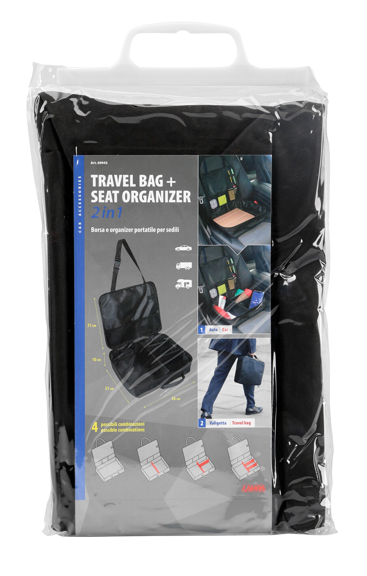 Organizer portatile 2 in 1 per sedili