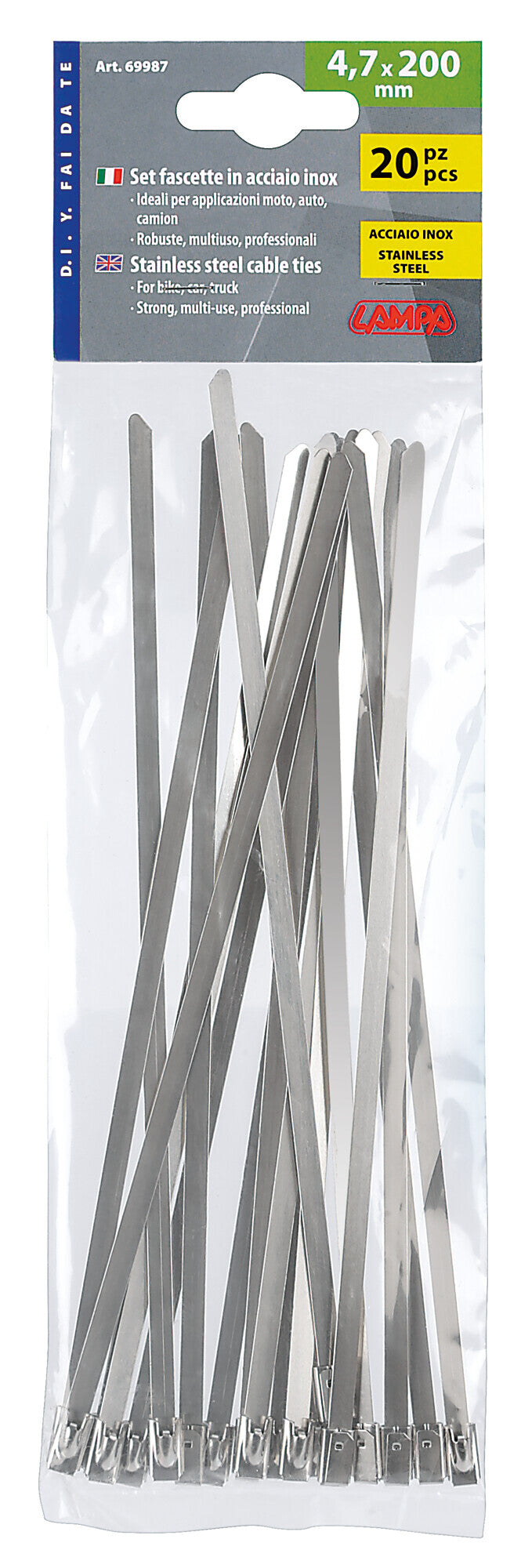 Fascette in acciaio inox, set 20 pz - 4,7x200 mm